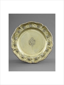 One of a set of twelve dessert plates from the Kedleston dinner service made by William Cripps, London, 1758