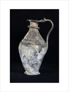 English pewterware flagon, part of the collection of flagons acquired by Miss Chichester in the Corridor at Arlington Court, Devon