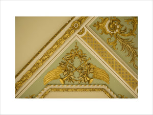 Green and gold decoration in the Salon at Croome Court, Croome Park, Worcestershire