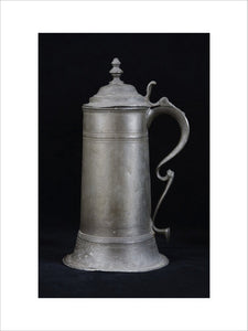 English pewterware flagon, part of the collection of flagons acquired by Miss Chichester in the Corridor at Arlington Court, Devon