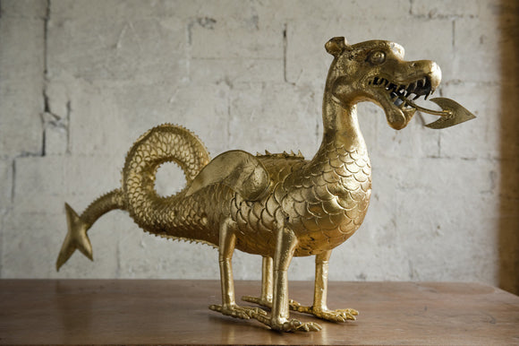 Sixteenth-century dragon weathervane, now on display in the Gallery Room at Newark Park, Gloucestershire