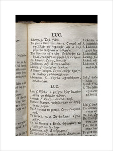 Page from the English Irish Dictionary, (Paris, 1732) part of the Springhill Library collections, Co. Londonderry.