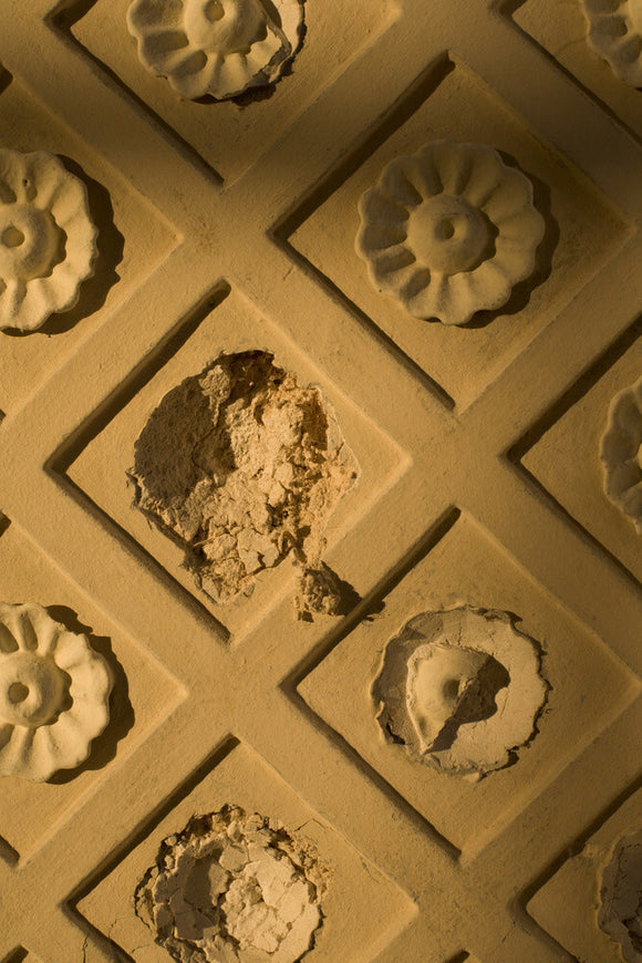Damage to the plasterwork flower motif of the window recess in the Rotunda, one of Capability Brown's 