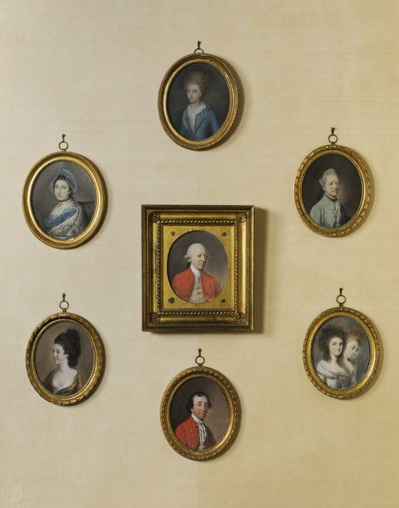 Set of pastels by, after or in the manner of Hugh Douglas Hamilton, central of which is COL. WILLIAM CONYNGHAM MP (1723-84), in the Drawing Room at Springhill , Co. Londonderry.