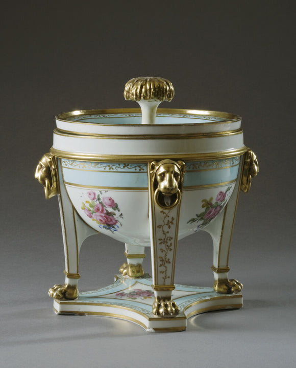 An ice pail and cover from a Sevres dessert service at Hinton Ampner, Hampshire