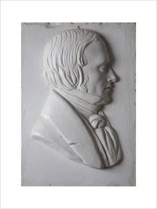A relief portrait of Sir John Palmer Bruce Chichester, Bart. JP, MP (1794-1851) in the Entrance Hall at Arlington Court, Devon.