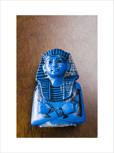 Blue-coloured Royal Shabti of King Sethos I from ancient Egyptian burial site, part of William Bankes's collection in the Egyptian Room at Kingston Lacy, Dorset