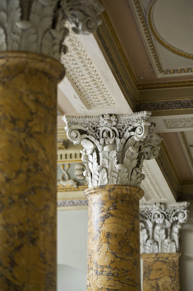 The scagliola columns, made to represent Sienna marble, of the Stairca ...