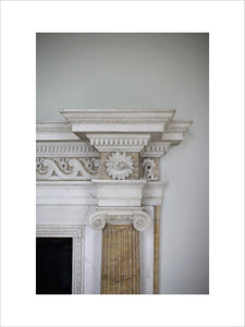 Corner of the fireplace in the Salon at Croome Court, Croome Park, Worcestershire