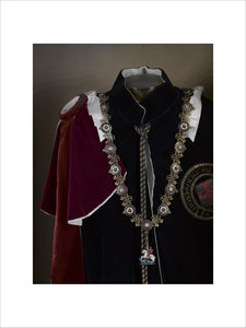 The Garter robes worn by Winston Churchill in the Uniform Room at Chartwell