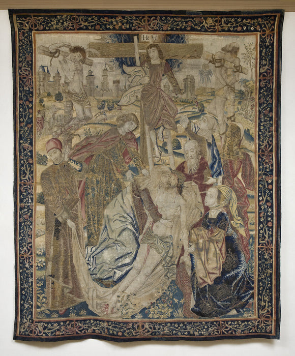 The Descent from the Cross, Brussels tapestry woven c.1500-1510, in the Hall Chamber at Montacute House, Somerset.