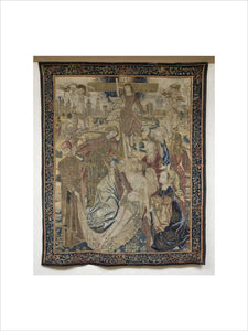 The Descent from the Cross, Brussels tapestry woven c.1500-1510, in the Hall Chamber at Montacute House, Somerset.