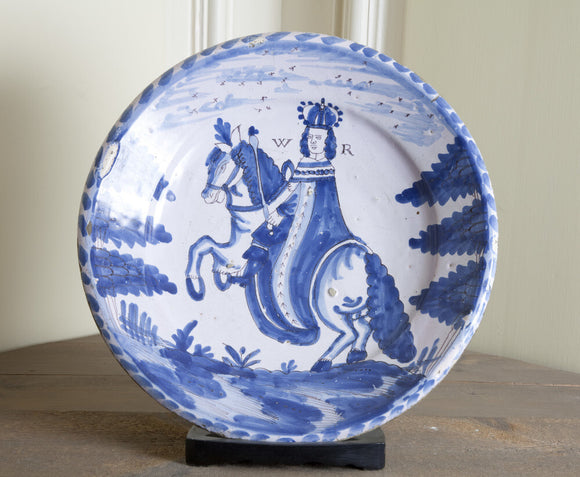 Blue and white ceramic plate at Gunby Hall, Lincolnshire