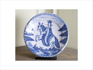 Blue and white ceramic plate at Gunby Hall, Lincolnshire