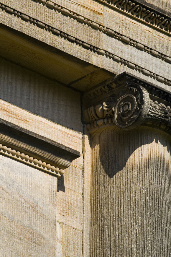 Architectural detail on the Palladian Chapel, begun in 1760 to the design of James Paine, at Gibside, Newcastle upon Tyne