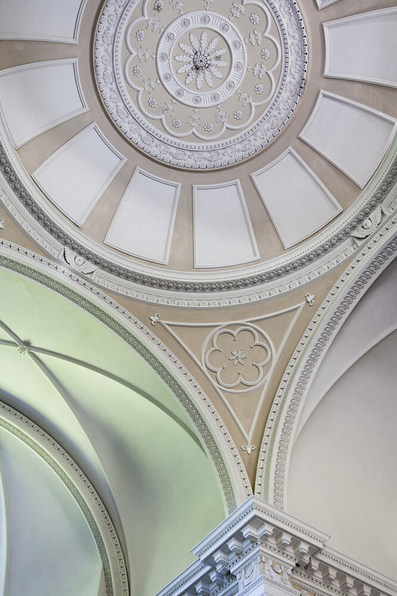 The domed ceiling of the Palladian Chapel, begun in 1760 to the design of James Paine, at Gibside, Newcastle upon Tyne