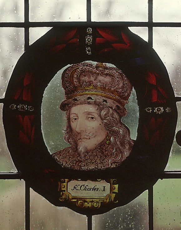 King Charles I, one of four roundels of painted glass from the Oak Room at Wightwick Manor