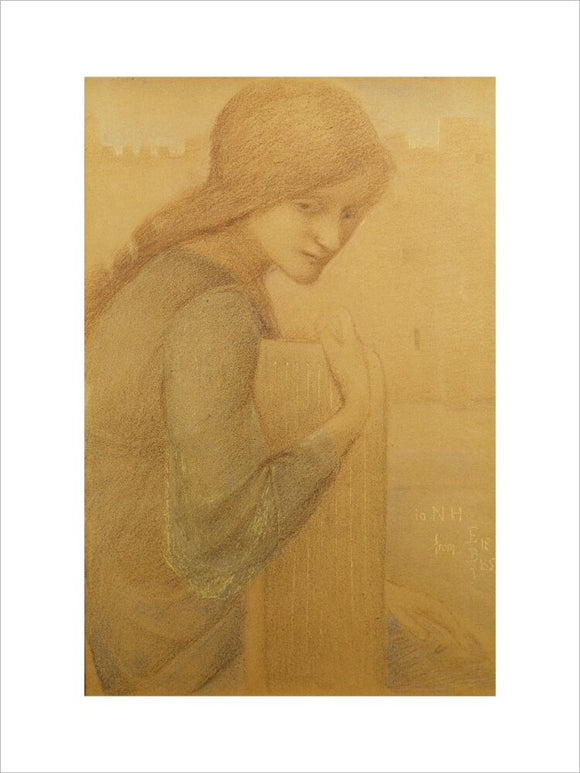 DRAWING OF SEATED GIRL by Burne-Jones, Drawing Room at Standen