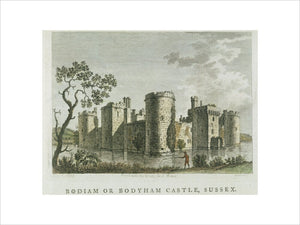 Aquatint engraving of Bodiam Castle by S. Hooper c.1777