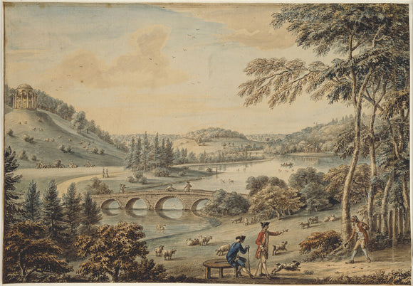 A VIEW OF THE GARDEN AT STOURHEAD, WILTSHIRE,  (1775) by Coplestone Warre Bampflyde (1719-91)