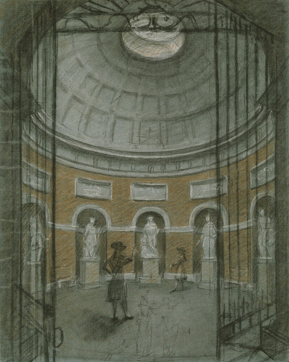 THE INTERIOR OF THE PANTHEON AT STOURHEAD sketch by Sammel Woodforde 1784