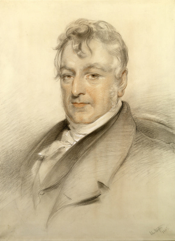 REV RICHARD NOEL-HILL, 4TH LORD BERWICK (1774-1848) by John Hayter in the Drawing Room at Attingham Park, 1847, chalk