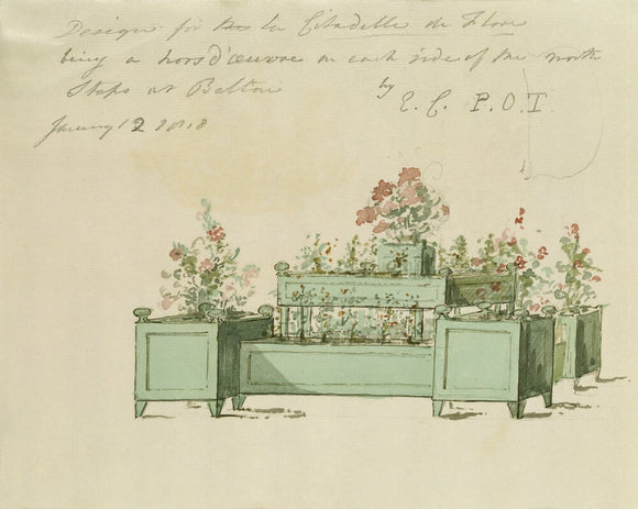 DESIGN FOR FLOWER STAND AT BELTON HOUSE c1818 by Elizabeth Cust 1776-1858)