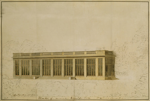 PERSPECTIVE DESIGN FOR THE CONSERVATORY AT BELTON HOUSE c1810 by Sir Jeffry Wyatville (1766-1840) Pen, ink, pencil, and watercolour