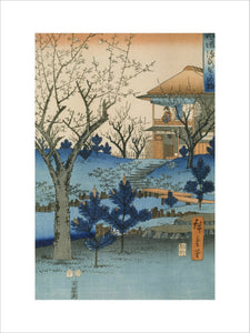 JAPANESE GARDEN original print by HIROSHIGE (d. 1858)