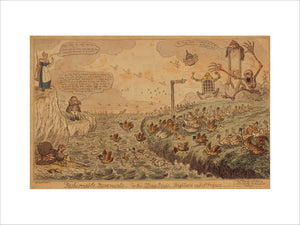 FASHIONABLE MOVEMENTS or THE STRAY BIRDS, Frightened out of France, by Cruikshank, 1823