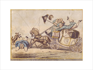 ONE OF THE ADVANTAGES OF A LOW CARRIAGE, by Gillray, 1801