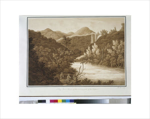 A large topographical drawing of Italy by R.C. Hoare at Stourhead. The print is entitled "No. 14: First View of the Waterfall of the Velino."
