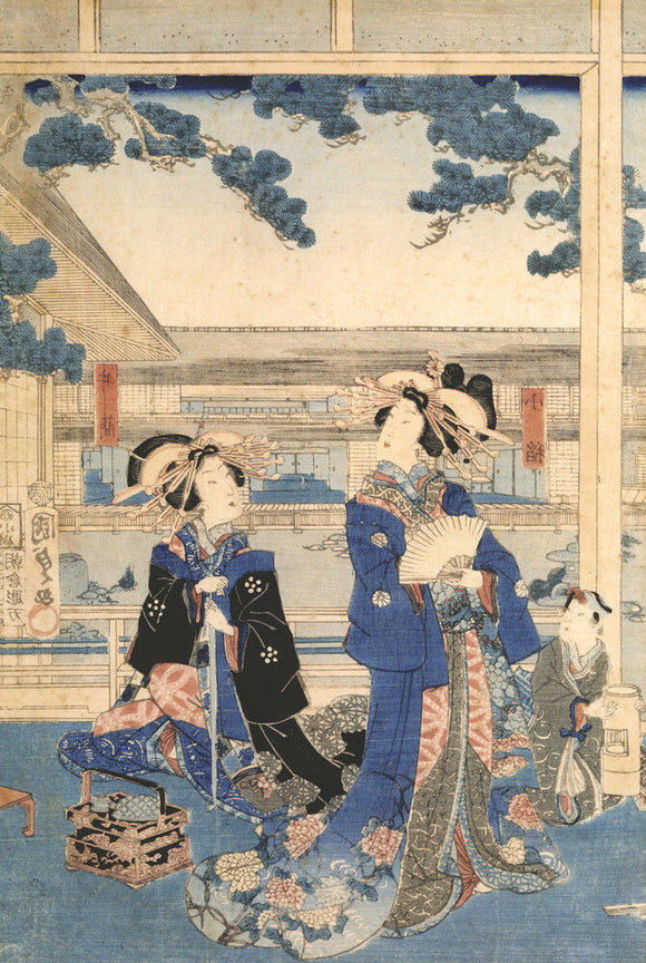 A Japanese Print, showing two ladies in a garden
