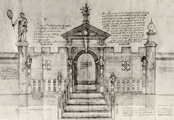DESIGN FOR A BANQUETING HOUSE IN THE GARDEN AT BLICKLING HALL, NORFOLK c1620 by Robert Lyminge (d1623)