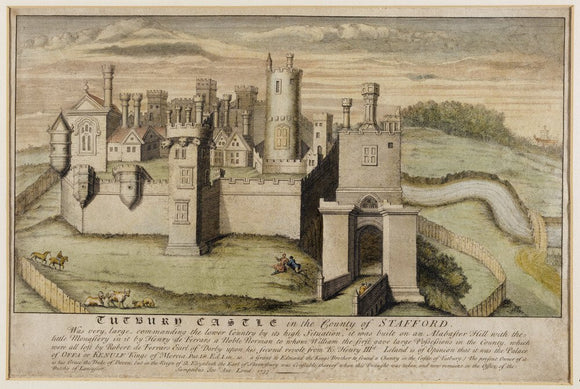 Print of Tutbury Castle in Staffordshire dated 1733