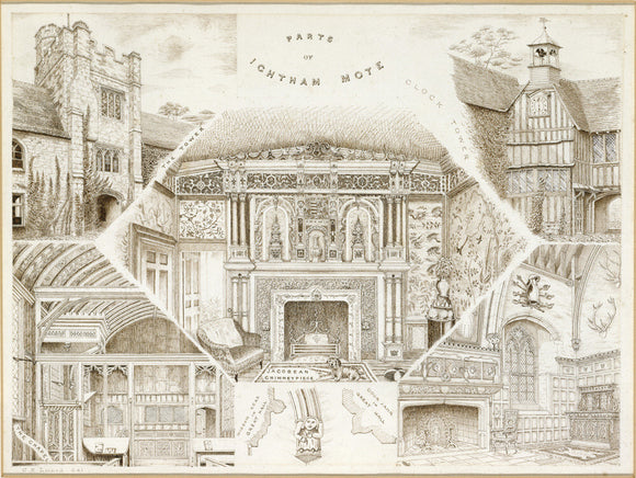 An engraving entitled 'PARTS OF IGHTHAM MOTE'