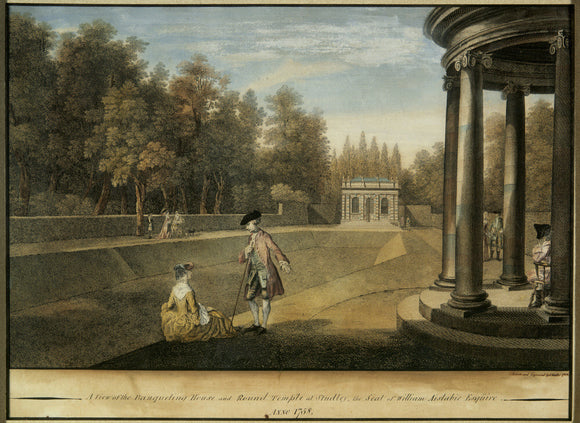 VIEW OF THE BANQUETING HOUSE AND ROTUNDA, STUDLEY ROYAL 1758 by Anthony Walker (1726-65)