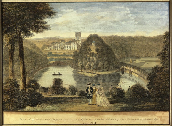 View of Fountains Abbey and Tent Hill from the gardens of Studley Royal, Yorkshire, 1758, by Anthony Walker (1726-1765)