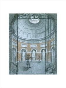 Drawing of THE INTERIOR OF THE PANTHEON AT STOURHEAD by C.W. Bampflyde.