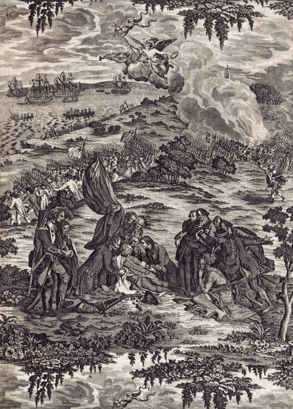 TOILE DE JOUY PANEL ILLUSTRATING THE DEATH OF WOLFE