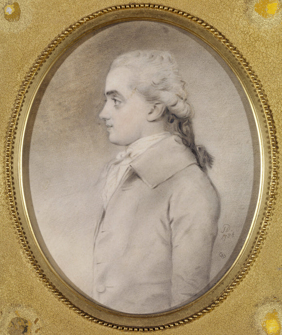 ANTONY GIBBS (1756-1815) profile head and shoulders, by John Downman, ARA, c.1785 at Tyntesfield.