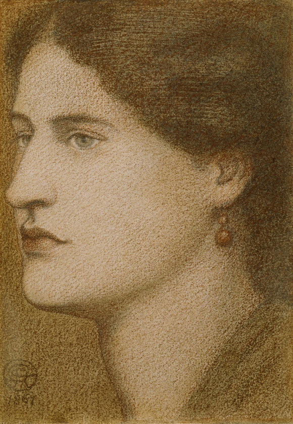A WOMAN'S HEAD, by Dante Gabriel Rossetti (1828-82), 1867, coloured chalks, in the Drawing Room, Standen