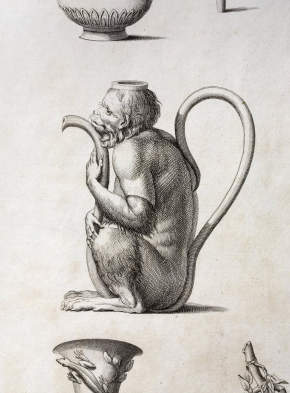 Illustration of a teapot in the shape of a monkey from William Chambers 