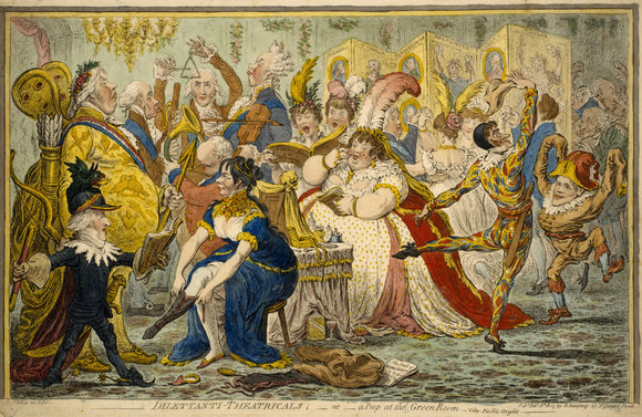 DILETANTI THEATRICALS - OR - A PEEP AT THE GREEN ROOM by J Gillray (published 18 February 1803 by H Humphrey)