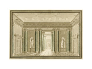 ARCHITECTURAL PLANS OF THE HOUSE: THE ENTRANCE HALL, by George Steuart in the West Passage at Attingham Park