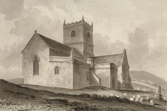SOUTH WEST VIEW OF CLEVEDON CHURCH, SOMERSET by W. H. Bartlett