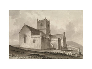 SOUTH WEST VIEW OF CLEVEDON CHURCH, SOMERSET by W. H. Bartlett