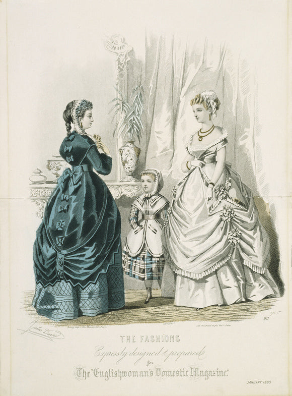 Fashion plate from The English Woman's Domestic Magazine January 1869