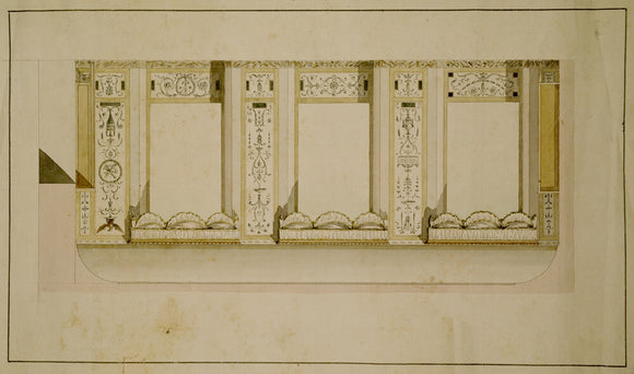 ARCHITECTURAL DRAWING OF WALL OF THE LIBRARY by R.F.Brettingham