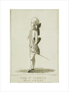 Print depicting "The St James's Macaroni" by H Bunbury published 29 March 1772 by J Bretherton of New Bond Street